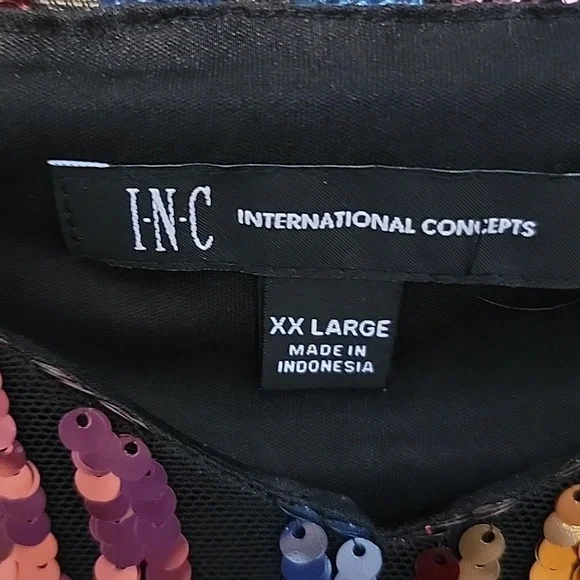 INC Women's Multi Color Stripe Sequined Glam Adjustable Strap Top XXL NWT - Picture 4 of 11